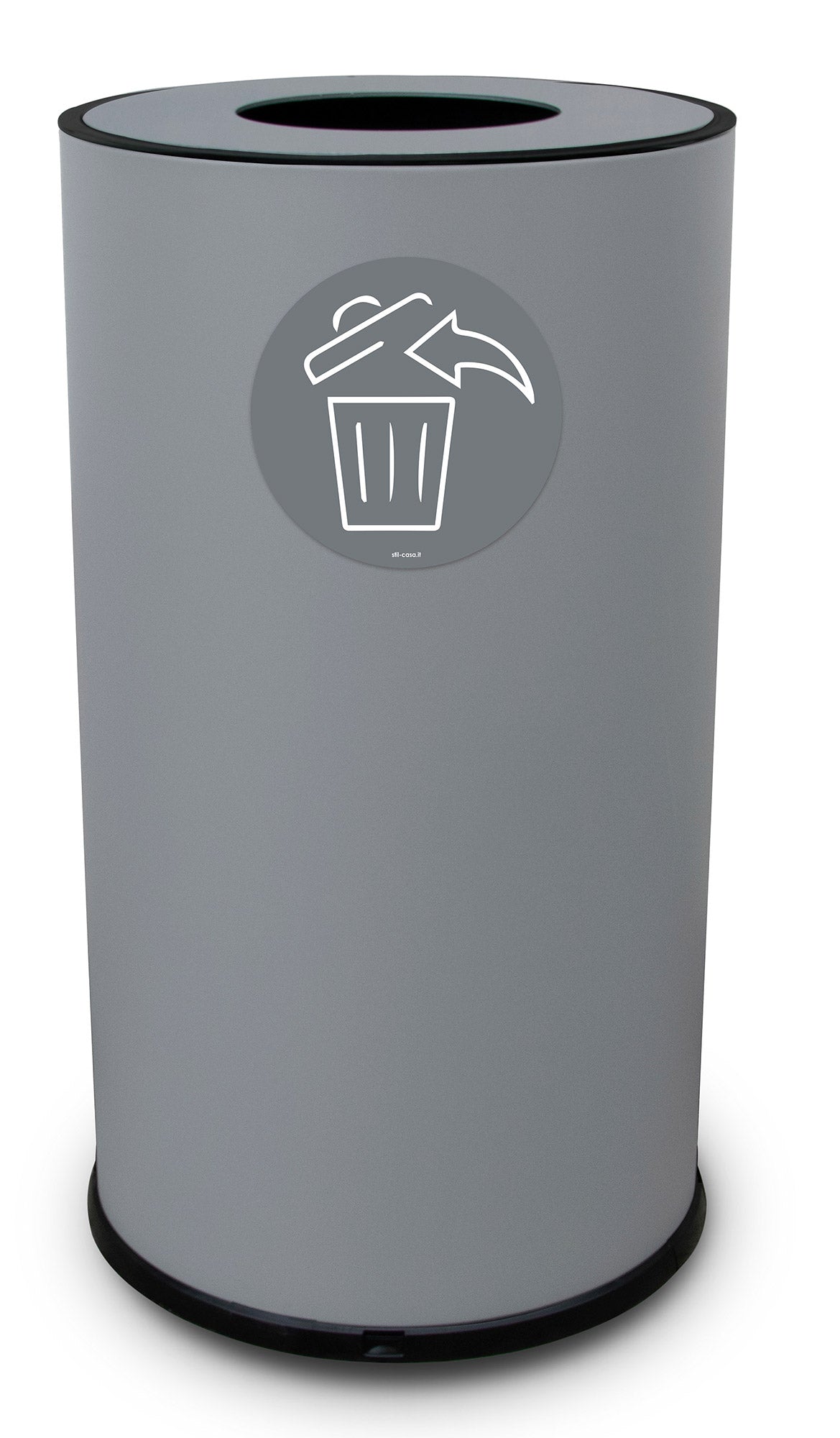 Pattumiera Per Raccolta Differenziata Ø 35x50 cm In Acciaio Verniciato 1 Scomparto Grigio