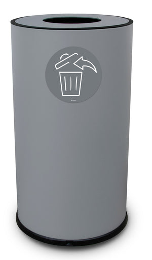 Pattumiera Per Raccolta Differenziata Ø 35x50 cm In Acciaio Verniciato 1 Scomparto Grigio