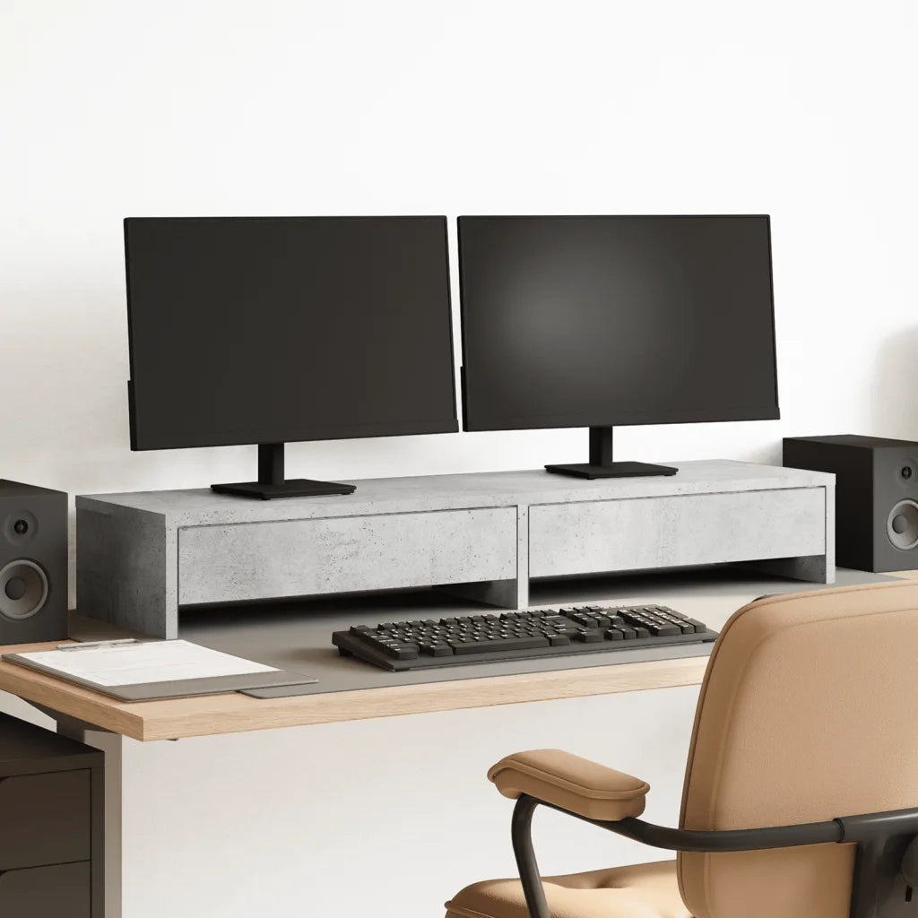 vidaXL Supporto Monitor con Cassetti Grigio 100x27x15 cm in Truciolato