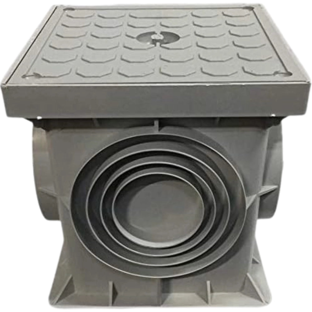 Pozzetto in polipropilene con coperchio grigio chiaro da interrare *** dimensioni 200 x 200 millimetri, confezione 1