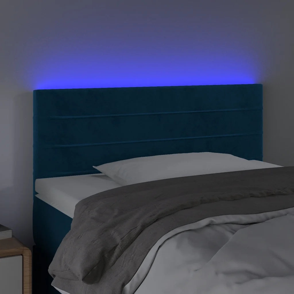 Testiera | Testata a LED Blu scuro 90x5x78/88 cm in Tessuto