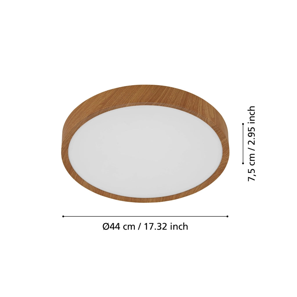 Plafoniera Contemporanea Musurita Policarbonato Noce 6 Luci Led Integrato 5,5W