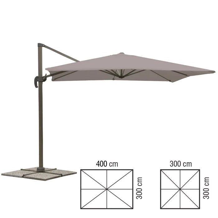 Ombrellone a Braccio Deluxe 3x3 m Grigio Reclinabile