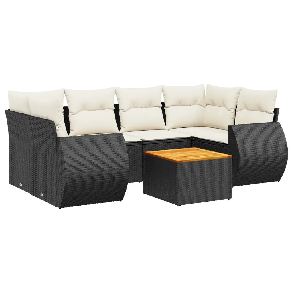 Set Divani da Giardino con Cuscini 7pz Nero Polyrattan 3224901
