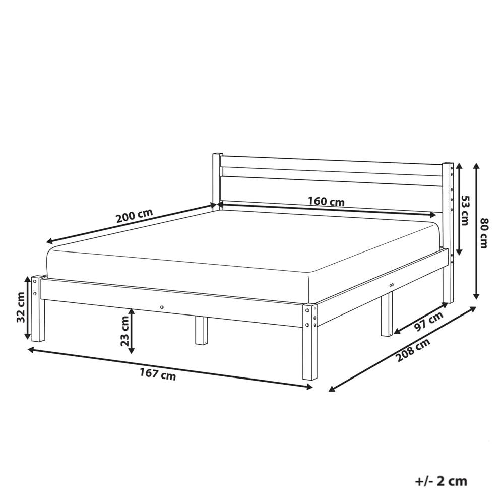 Letto matrimoniale in legno di Pino chiaro con Rete a Doghe 180 x 200 cm Testiera a doghe minimalista