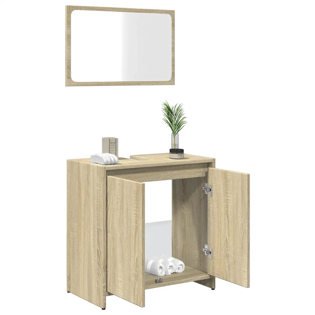 Set Mobili da Bagno 2 pz Rovere Sonoma in Legno Multistrato 849610