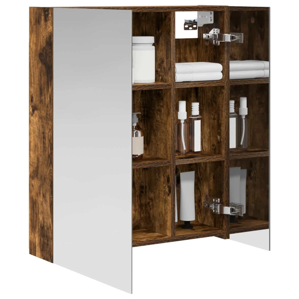 Mobiletto per specchio da bagno Rovere fumé 60 x 14,5 x 70 cm 889059