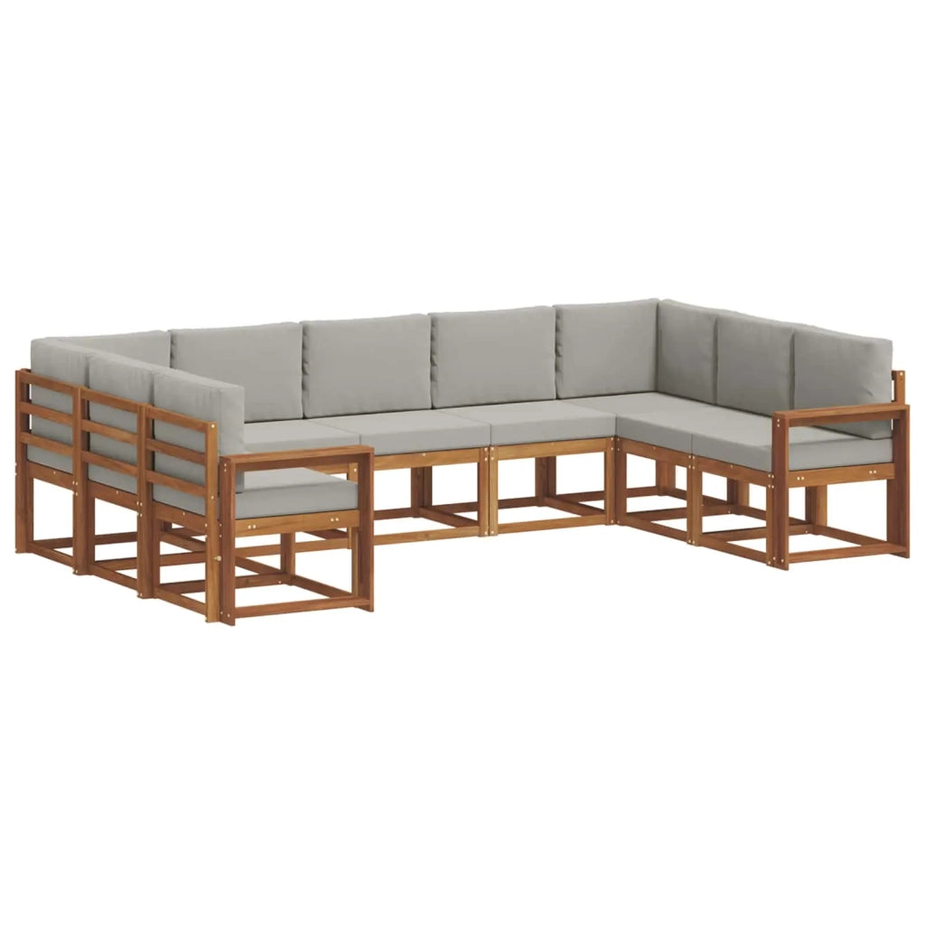 Set di divani da esterno 9 pcs Grigio Naturale e Chiaro