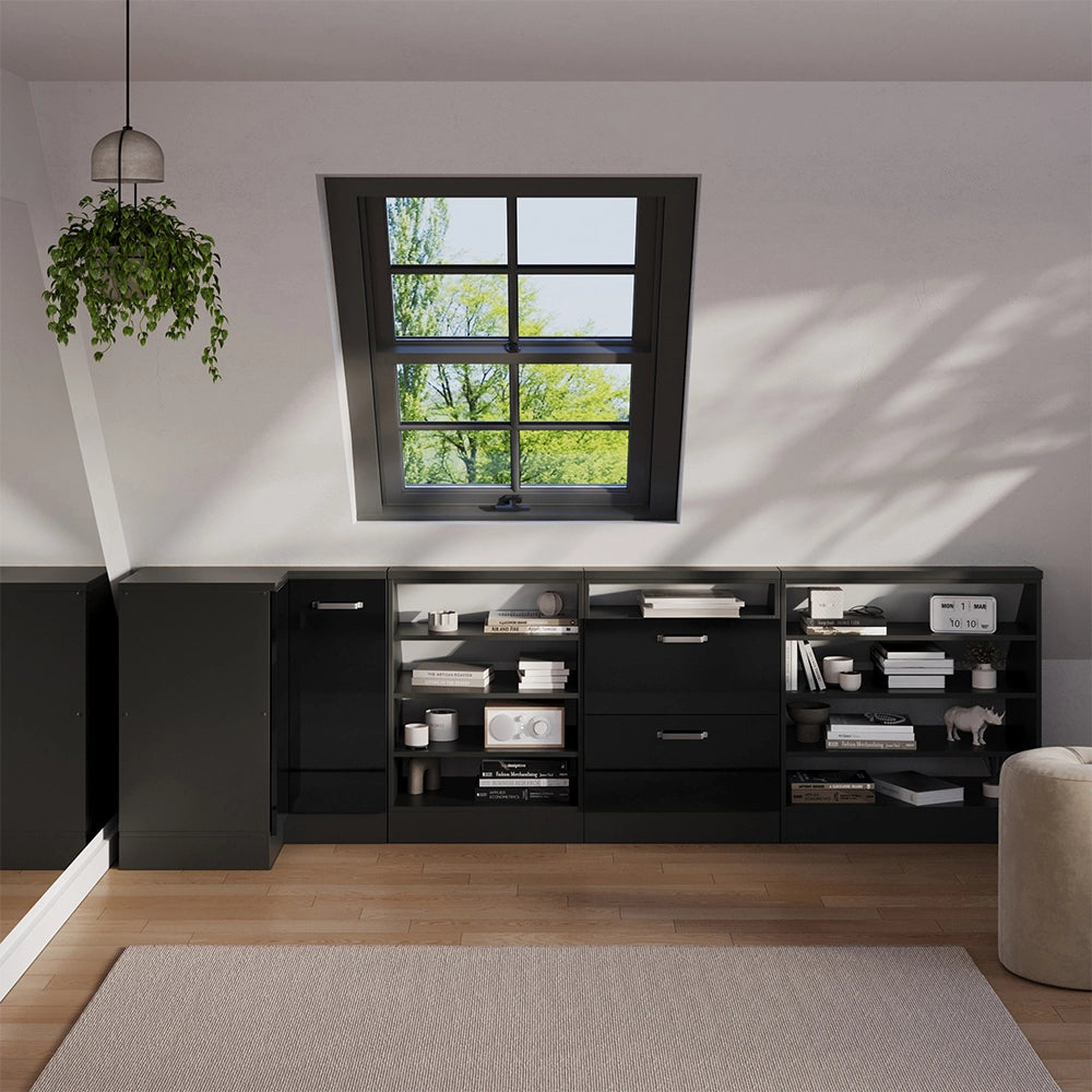 Mobile sottotetto Mobile angolare Rion Nero lucido/Antracite 75.6 x 83.8 cm con 1 porta Vicco
