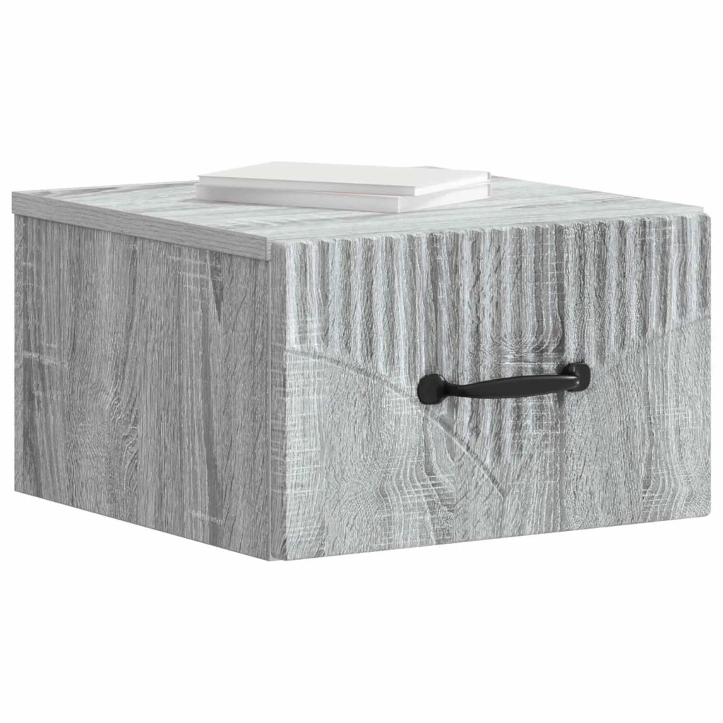 Mobiletto da notte a muro 2 pcs Grigio Sonoma 34,5 x 33 x 20 cm