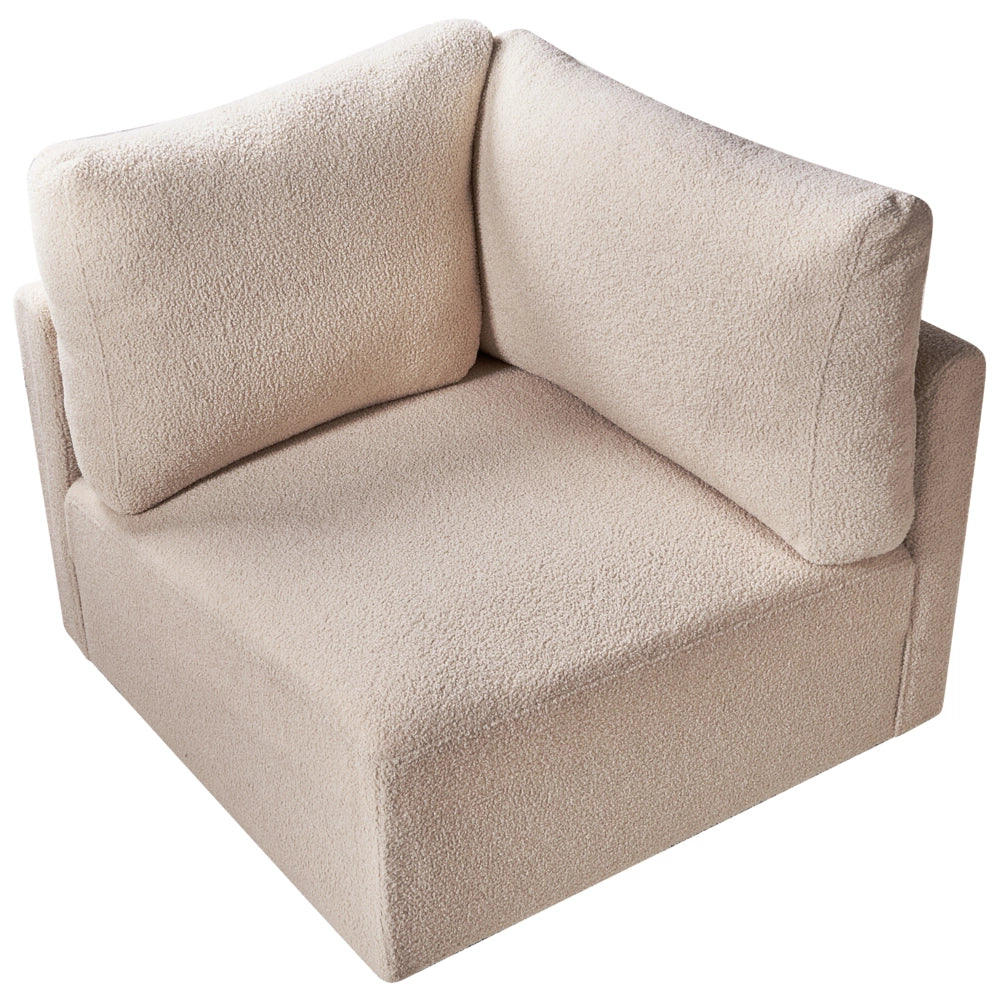 Modulo angolare sinistro Rivestimento in bouclé beige Divano a 1 posto Sezione Soggiorno in stile moderno