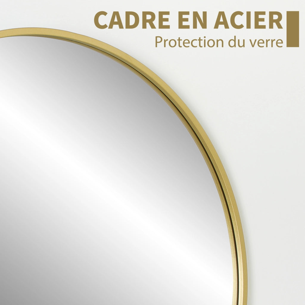 Specchio rotondo da parete ¨C Xylo ¨C metallo oro ? 70 cm ingresso