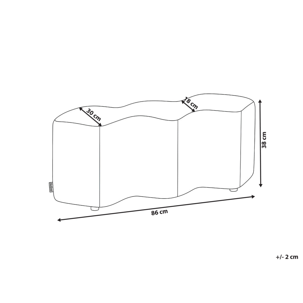 Pouf imbottito in tessuto per camera da letto e soggiorno 86 x 30 forma irregolare bouclè bianco sporco stile scandinavo
