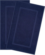 Set di tappeti da bagno in cotone 100%, 2 pezzi, asciugamano per bagno 51x86 cm, tappeti da bagno grandi, colore blu scuro
