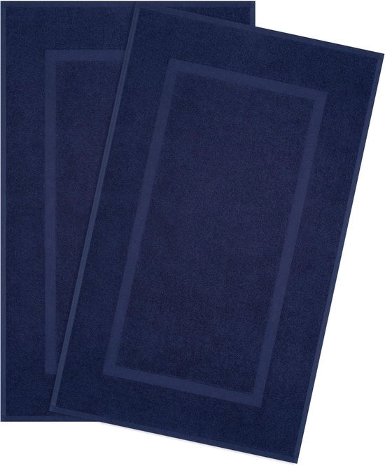 Set di tappeti da bagno in cotone 100%, 2 pezzi, asciugamano per bagno 51x86 cm, tappeti da bagno grandi, colore blu scuro
