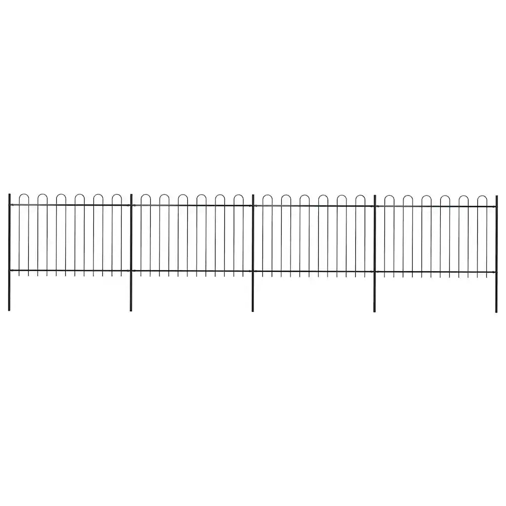 Recinzione da Giardino con Parte Superiore ad Anello in Acciaio 671x120 cm Nero 277668