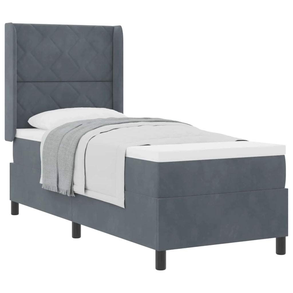 Letto a molle con materasso Grigio scuro 80 x 200 cm Velluto 3342033