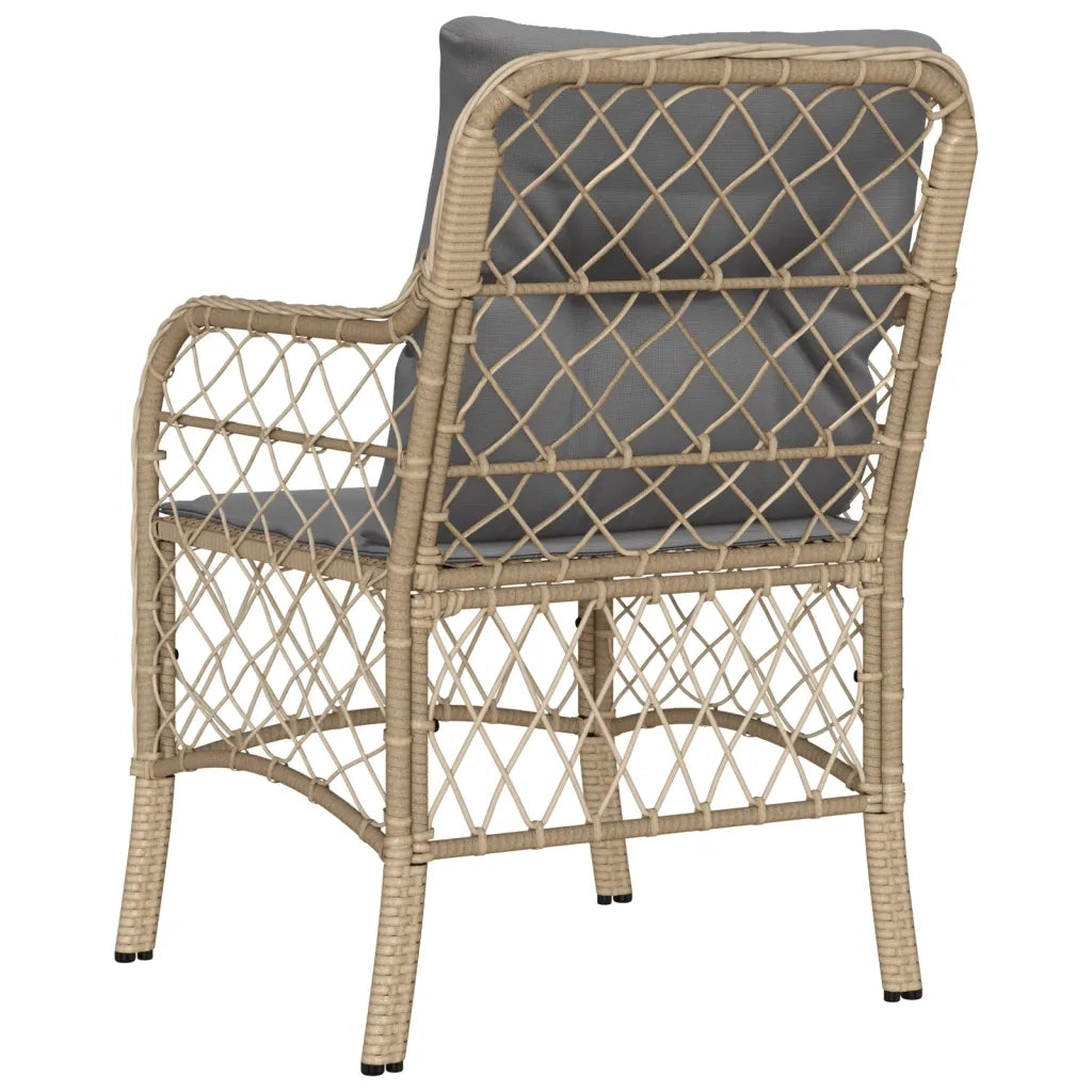 Sedie da Giardino con Cuscini 2 pz Beige Misto in Polyrattan 365157