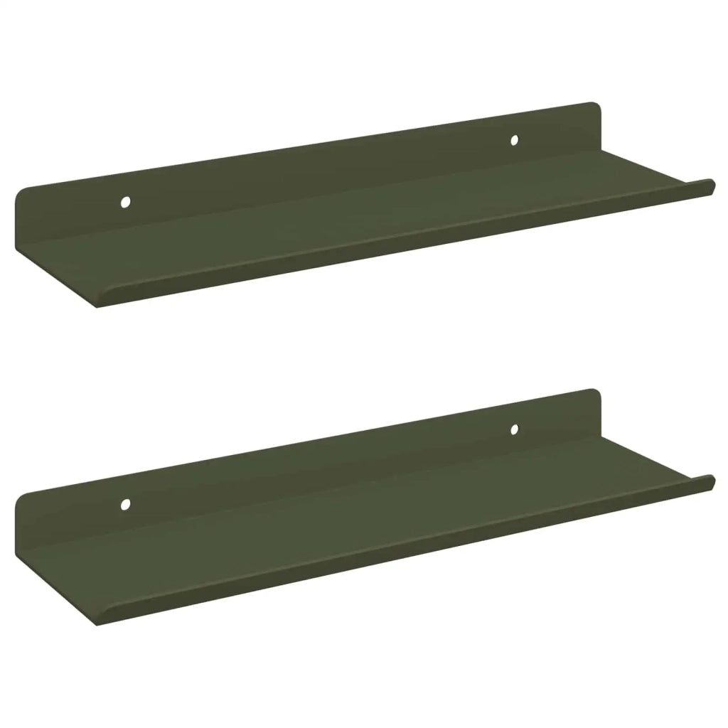 2 pz Mensola | Ripiano | Scaffale sospesa Verde oliva 30 x 9 x 2,5 cm Acciaio