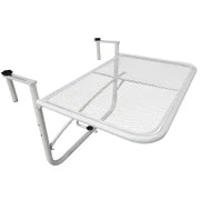 Tavolo da Ringhiera con Ganci ad Altezza Regolabile su 3 Livelli, in Metallo, 60x56.5x45 cm, Bianco