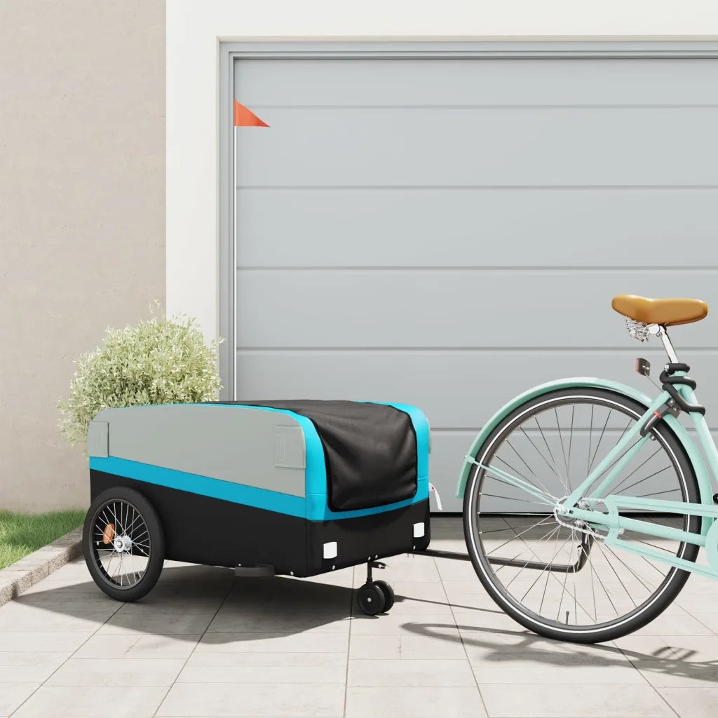 Rimorchio da Bici Nero e Blu 45 kg in Ferro CFW7919752