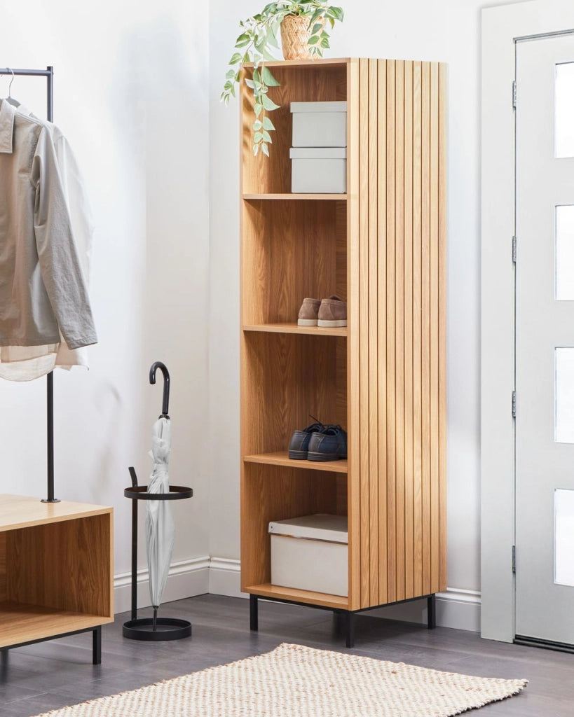 Scaffalatura Modulare 4 ripiani aperti in MDF Marrone chiaro stile moderno