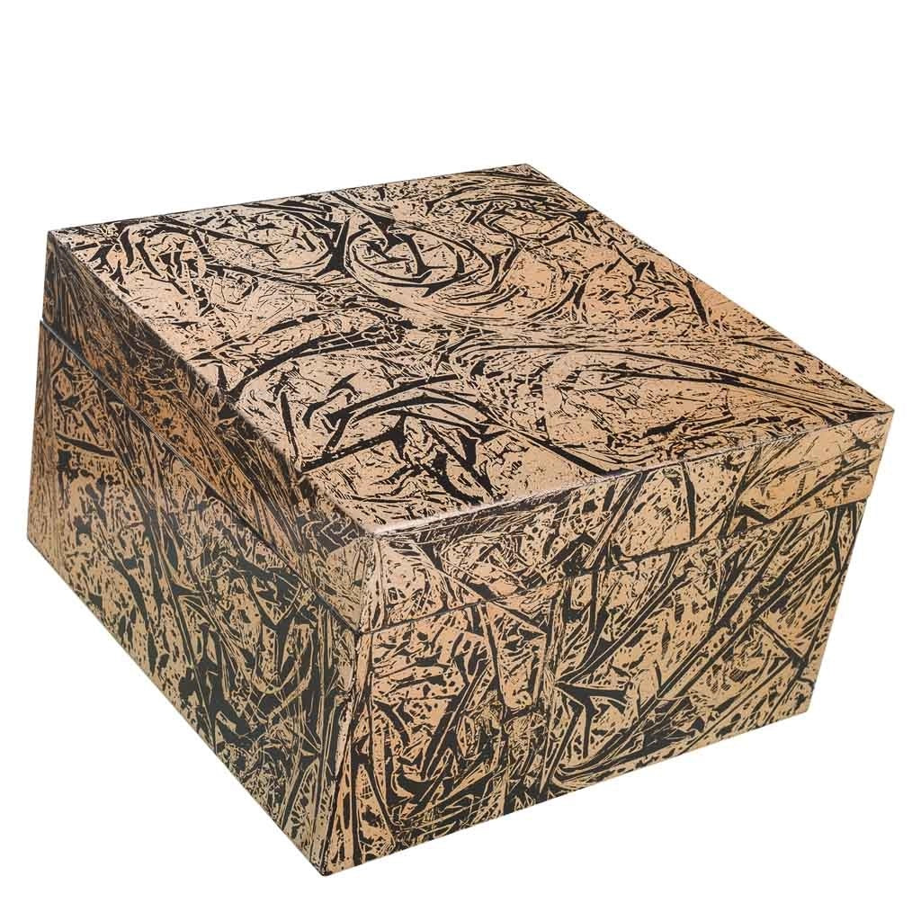 Scatola in ceramica dorata 25x25x15h