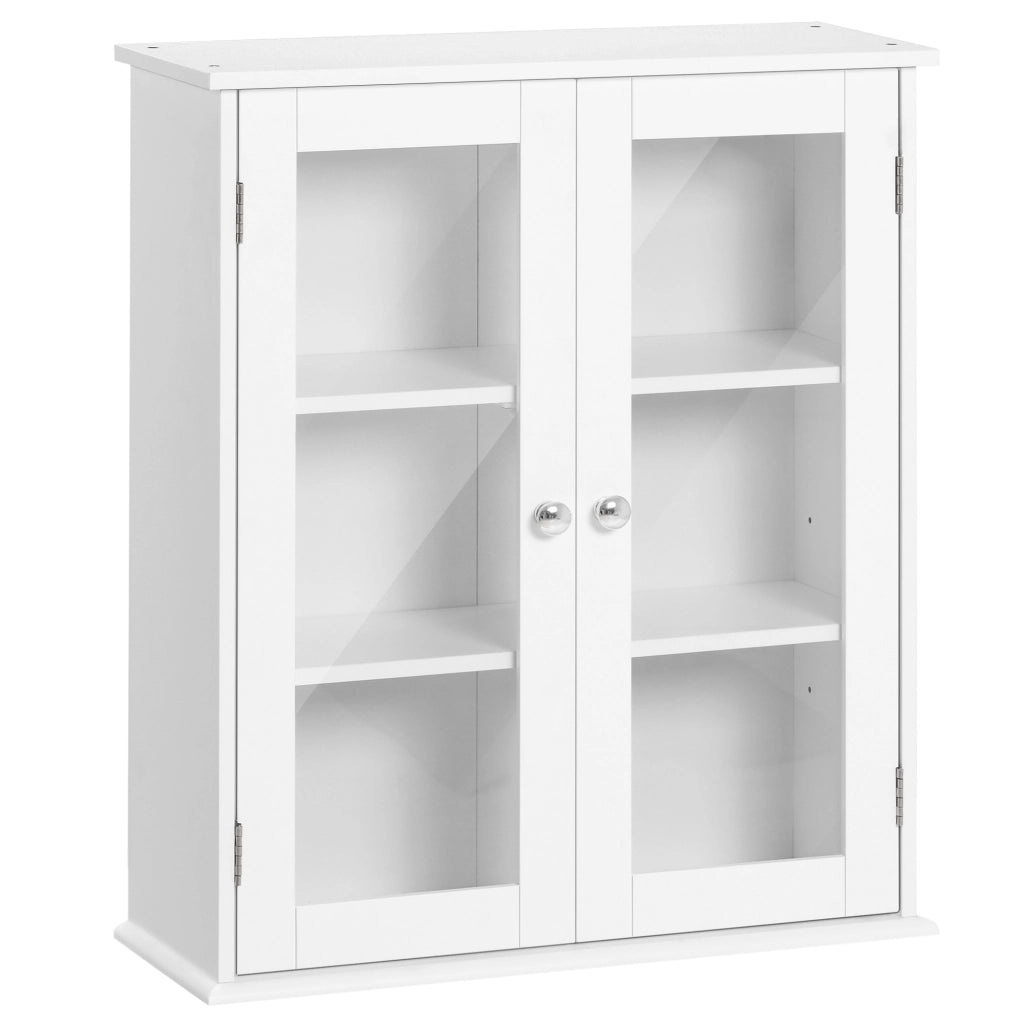 Mobile bagno pensile con ante a vetro ¨C zephmum ¨C 55x20x65 cm bianco