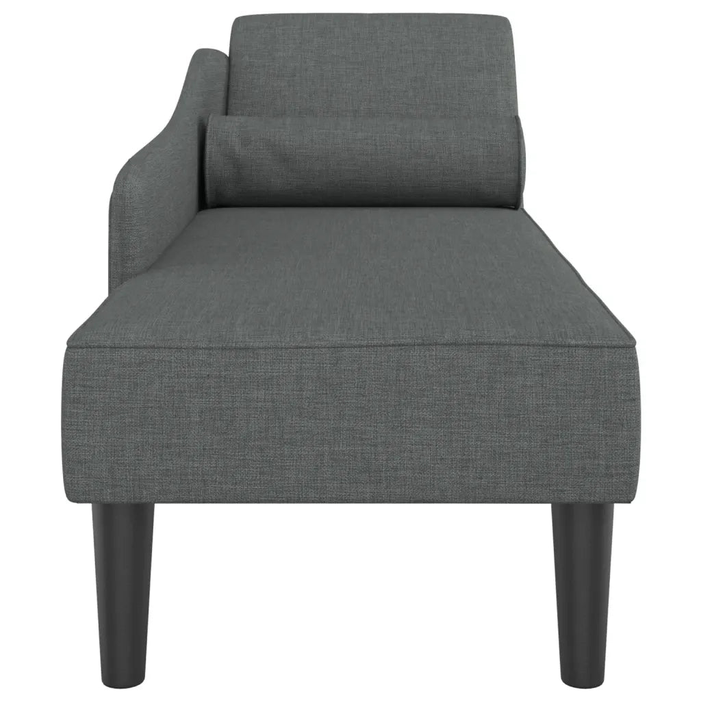 Chaise Longue con Cuscini Grigio Scuro in Tessuto 4007597