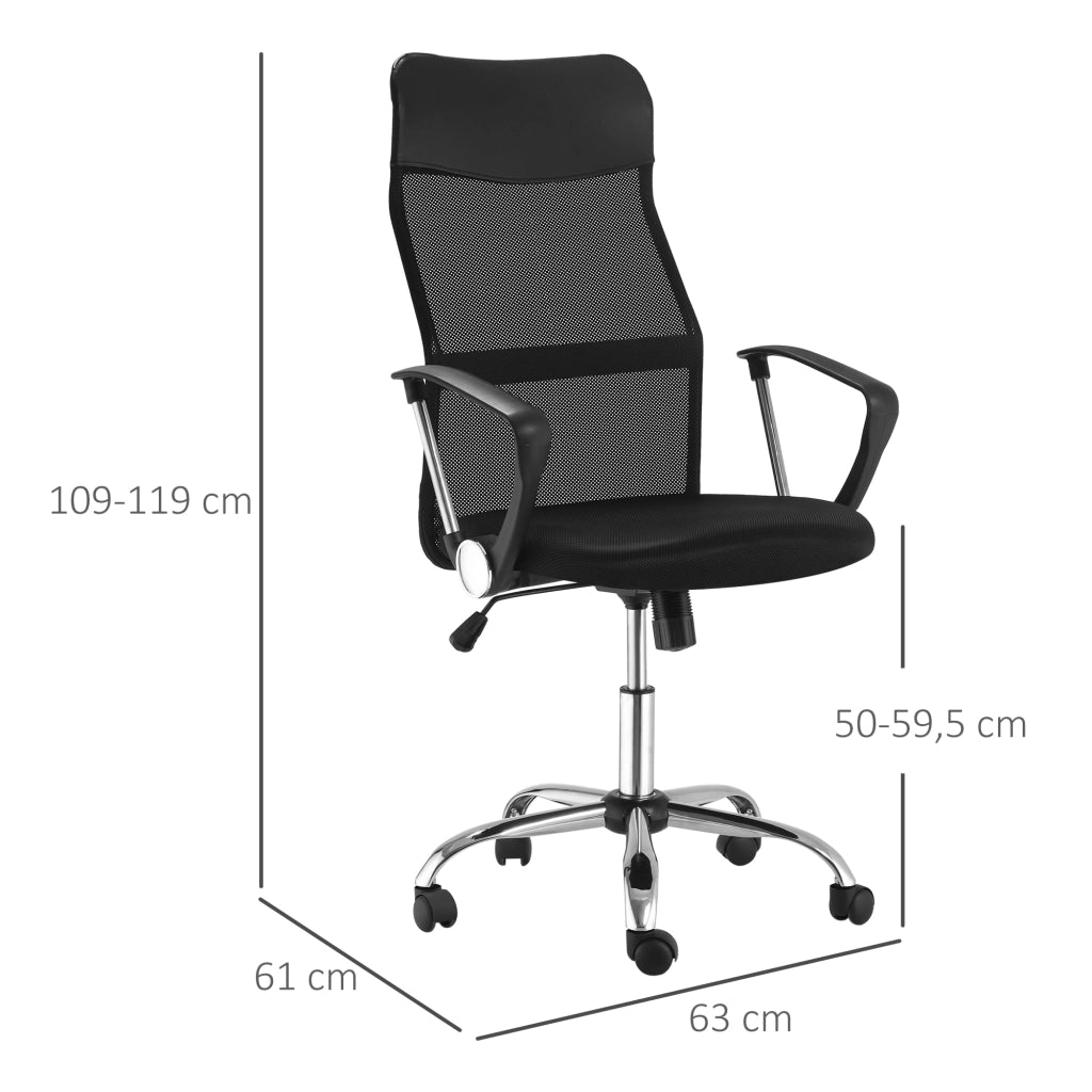 Sedia da ufficio con schienale curvo e ruote ¨C zephmum ¨C nero 63x65x109-119 cm