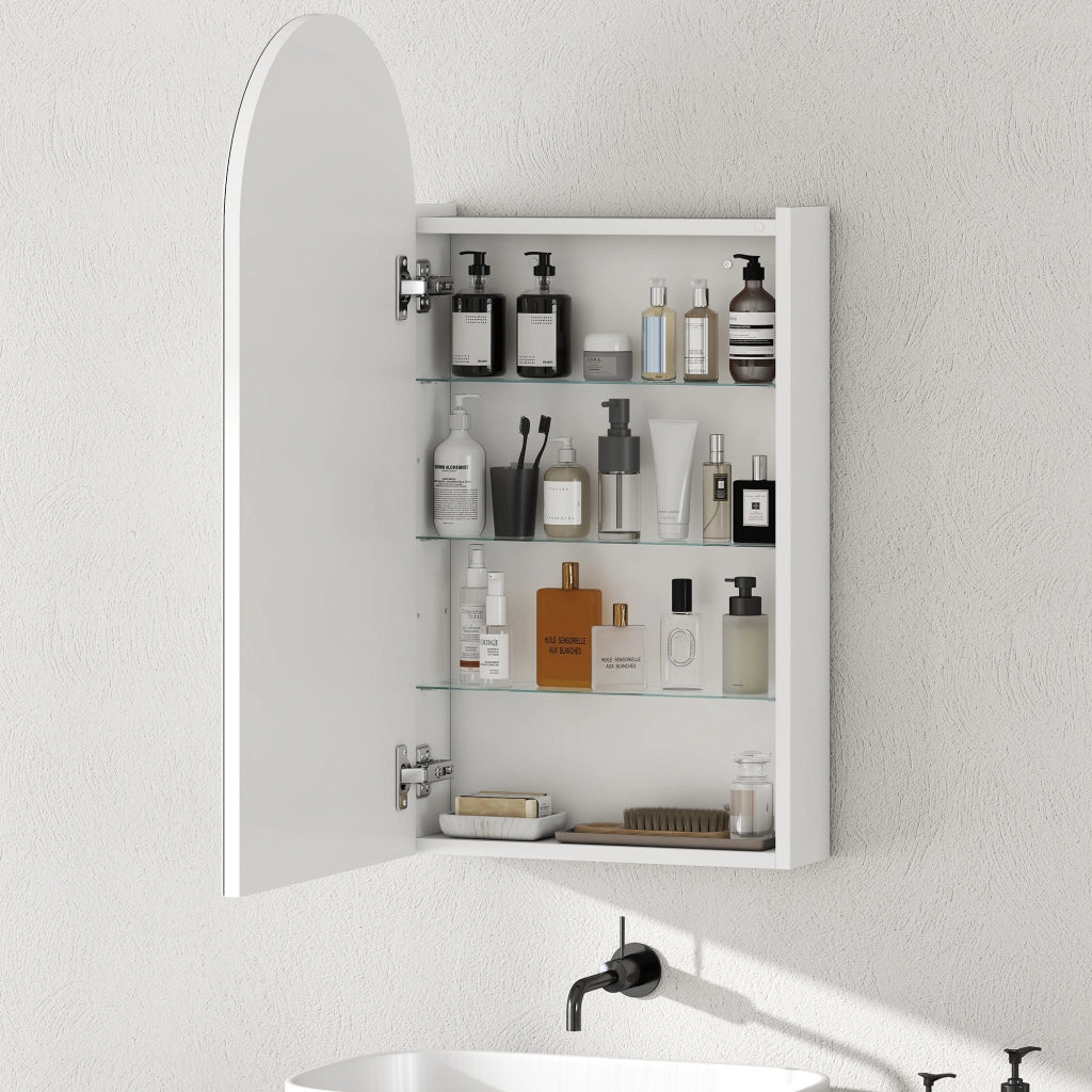 Armadio da bagno con specchio e ripiani in vetro ¨C zephmum ¨C bianco 60x30x