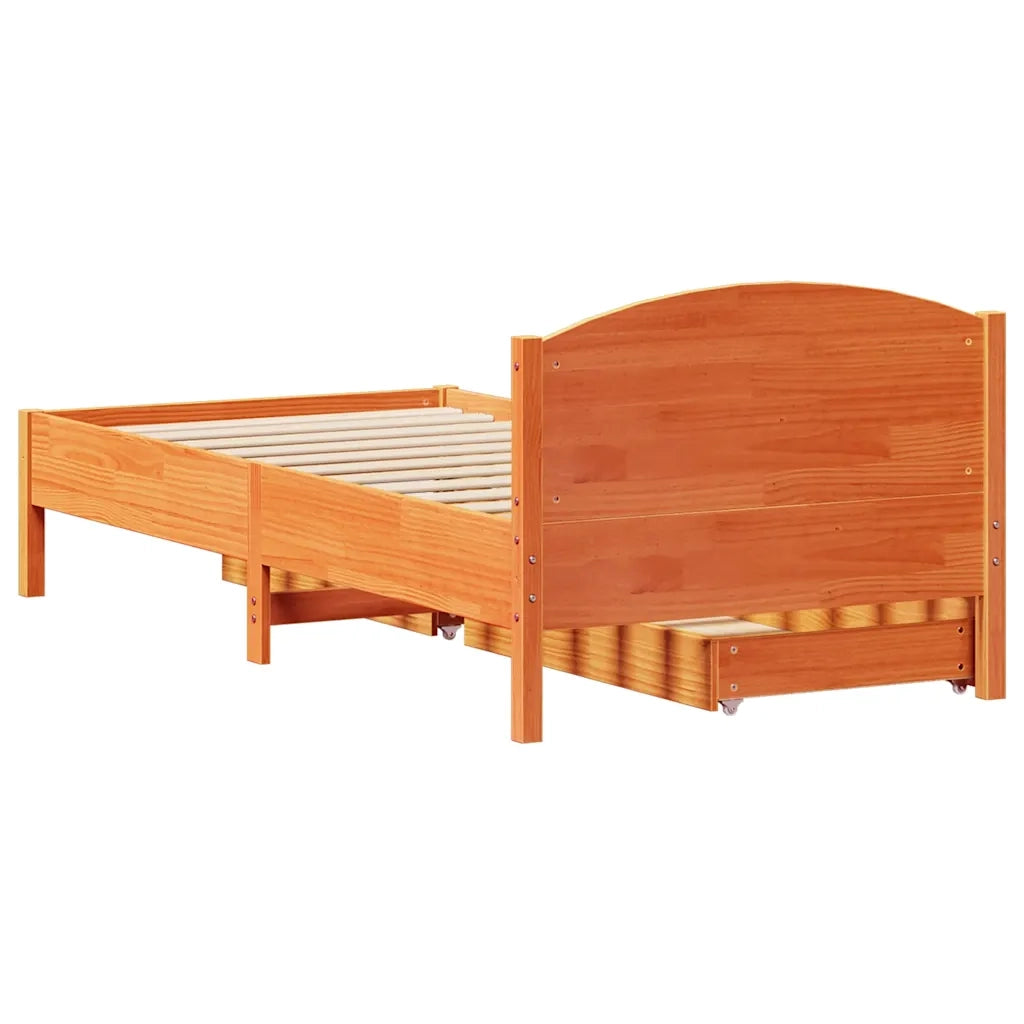 Letto senza Materasso Marrone Cera 100x200 cm in Legno di Pino 3301844