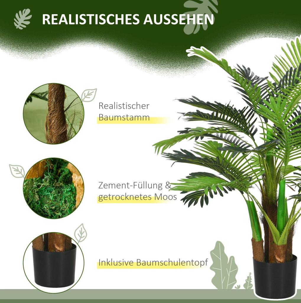 Palma artificiale verde in plastica con 5 tronchi, 105 cm
