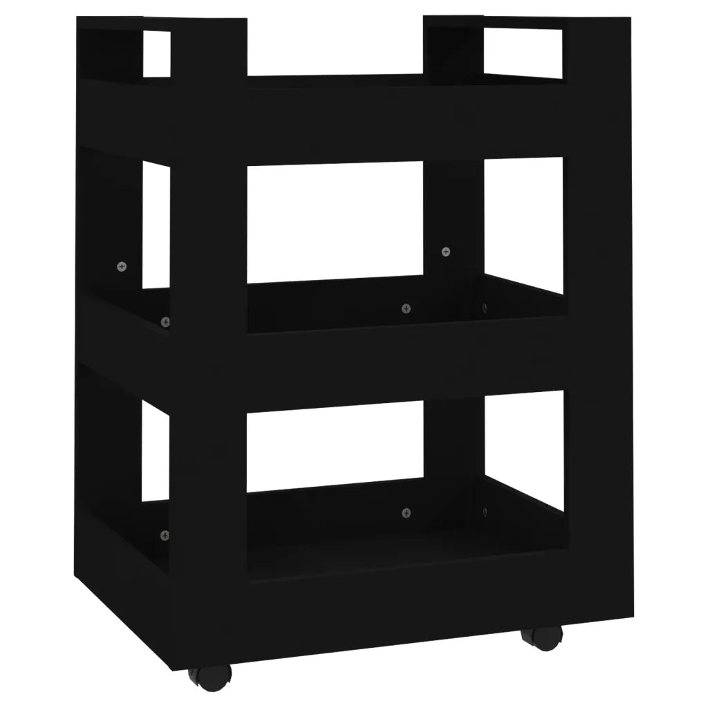 Carrello da Cucina-Scaffale per Cucina Nero 60x45x80 cm in Legno Multistrato
