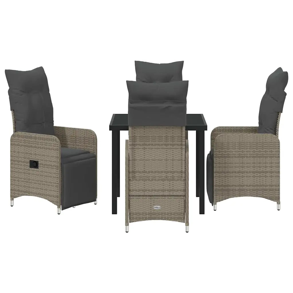 Set da Pranzo per Giardino con cuscino 5 pcs Beige polyrattan 3379682