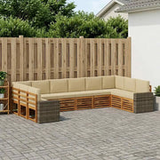 Set di divani da esterno 10 pcs Naturale e Beige Poliestere 3384909