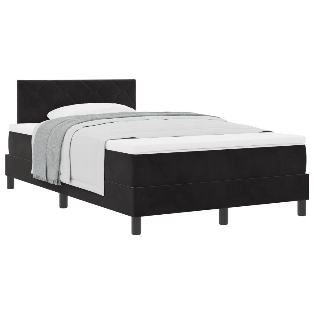Letto con rete a molle e materasso  Nero 120x200 cm Velluto