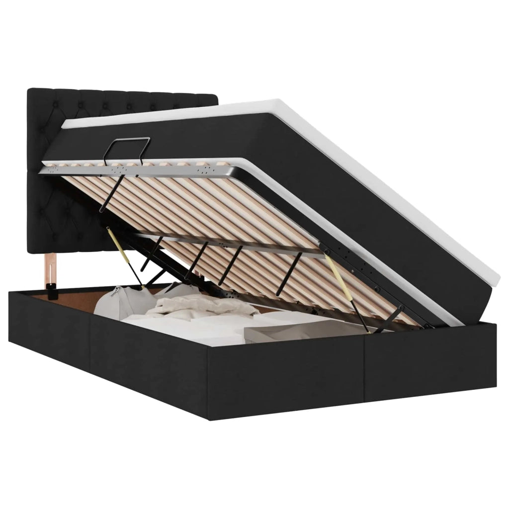 Letto con contenitore e materasso Nero 120 x 200 cm Poliestere