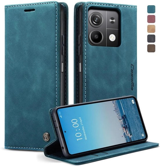 Copriphone per Xiaomi Redmi Note 13 5G [non per 4G], copertura premium in pelle, pelle vintage morbida con nubuc, copriphone pieghevole con stand, chiusura a clip, taschino per carte, funzione di riposo,