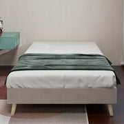 Letto singolo minimalista - Xylo - 90x200 - Beige - Velluto