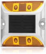 Segnalazione Stradale a Doppio Lato - Riflettore Stradale LED - Sicurezza di Notte - Riflettore Quadrato in Alluminio - A Batteria Solare