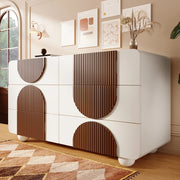 CASSETTIERA 6 cassetti 121x71x41 cm bianca con dettagli in legno