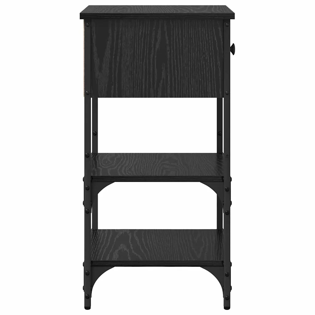 Comodino | Armadio da Notte | Mobiletto da notte con cassetto Rovere Nero 33.5 x 36 x 70 cm