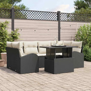 Set Divano da Giardino 7 pcs Nero Rattan in Polipropilene