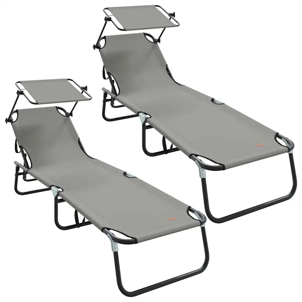 Lettino prendisole pieghevole 2 pcs Grigio 190 x 57 x 81 cm 42003137
