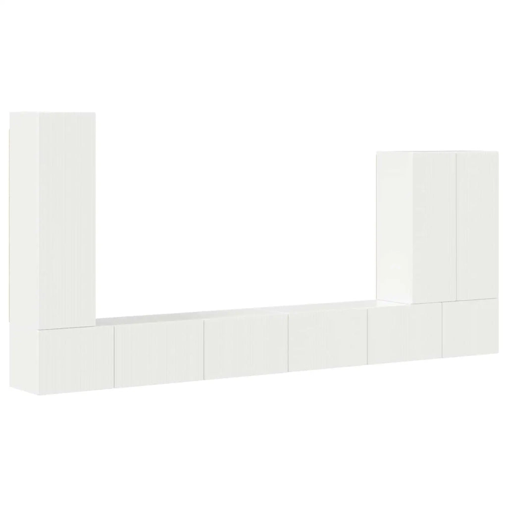 Set di Mobiletto da TV a Parete 6 pcs Bianco Lucido