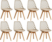 GrandCA HOME Set di 8 Sedie da Pranzo, Sedie da Cucina Moderne con Seduta Rivestita in pelle e Gambe in Faggio, Adatte a Cucine e Sale da Pranzo - Kaki