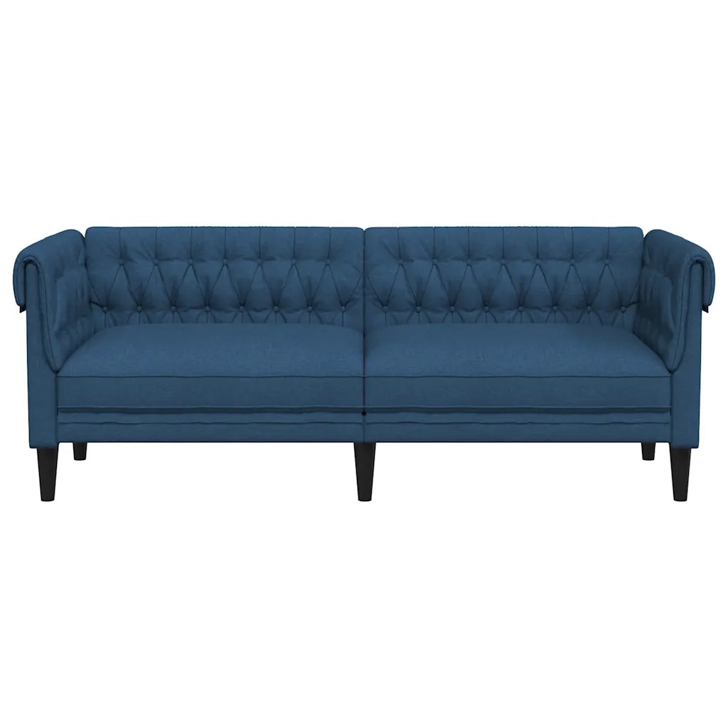 Divano Chesterfield a 3 Posti Blu in Tessuto 372562