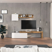 WHOUS Parete attrezzata Chronos set soggiorno bianco Lucido e rovere 180/290x40 cm