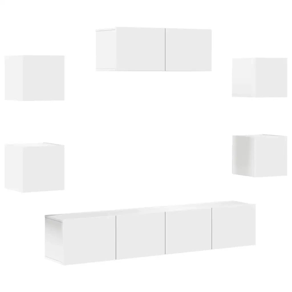Set di Mobili Porta TV 7 pz Bianco in Legno Multistrato cod mxl 73372